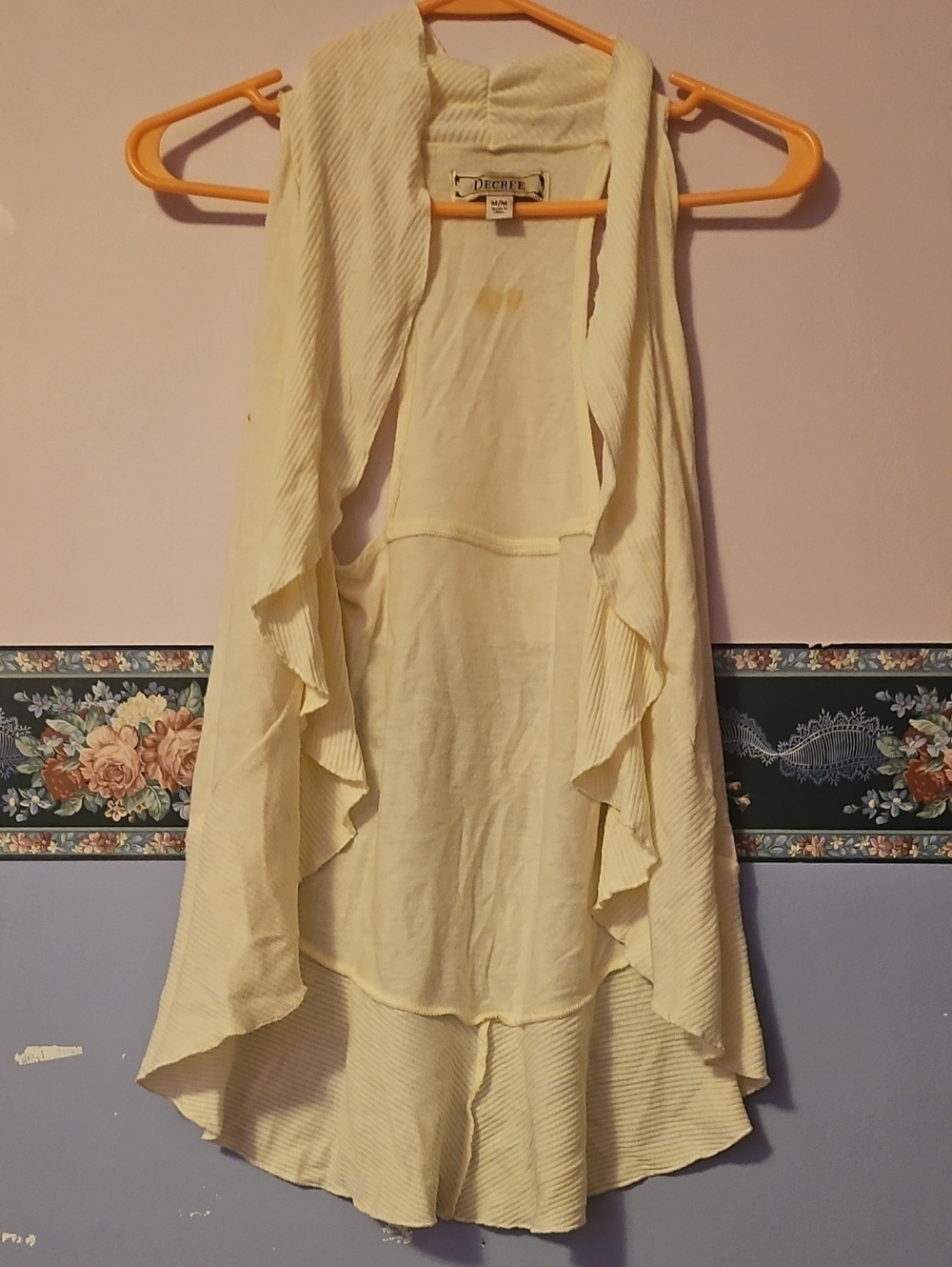 Decree Cream Ruffle Open Cardigan